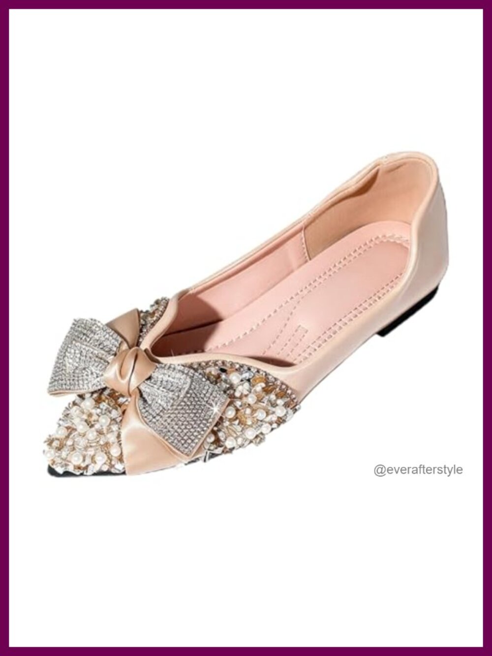 Pointed Toe Rhinestone Slip-On Flats with Memory Foam